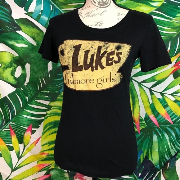 Euc Ripple Junction Juniors Small Gilmore Girls Luke's Logo Black T Shirt - Picture 1 of 7